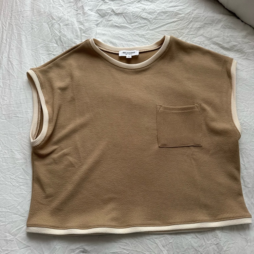 Eesome Tan Muscle Tee with Pocket